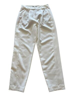 Express Cream High Rise Ankle Business Casual Nautical Preppy Trousers- 4